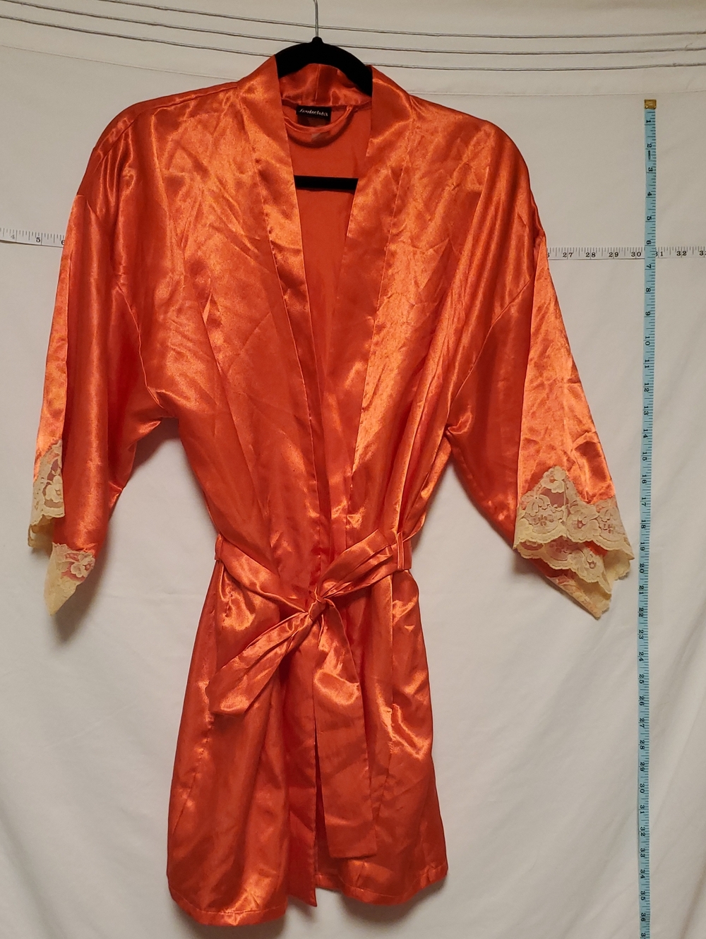Vintage Frederick’s of Hollywood Satin Orange Kimono Style Robe With Belt S/M